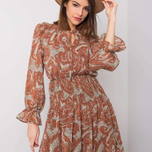 Wholesale Brown dress with patterns of Larah RUE PARIS