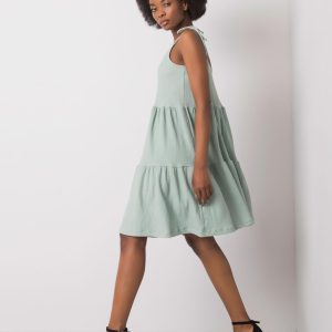 Wholesale Light green flounce dress Manon RUE PARIS