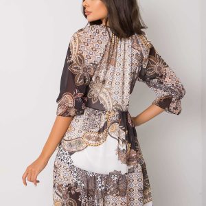 Wholesale Beige dress with ethnic patterns Corrine RUE PARIS