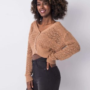 Wholesale Brown button-down sweater Meera RUE PARIS