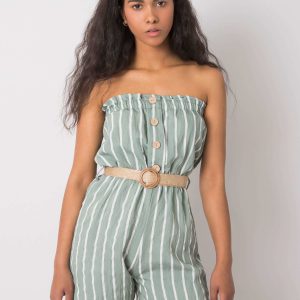 Wholesale Green and white striped jumpsuit Soledad RUE PARIS