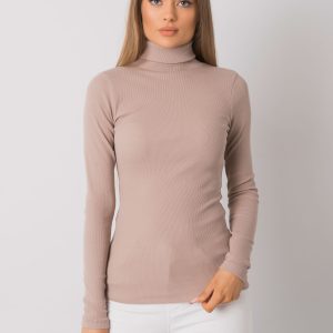 Wholesale Dark beige blouse with turtleneck Elisee RUE PARIS