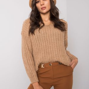 Wholesale Dark beige knitted sweater Worthington RUE PARIS