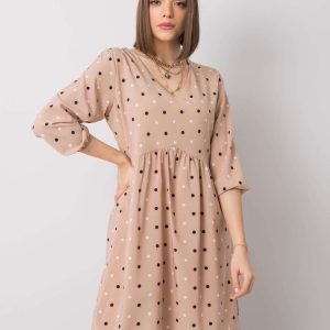 Wholesale Beige polka dot dress Ethel RUE PARIS