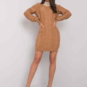 Wholesale Camel knitted dress with applique Shandee RUE PARIS