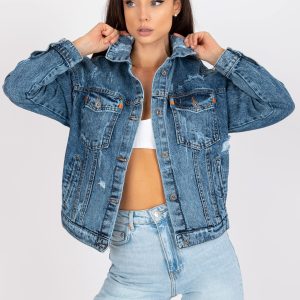 Wholesale Blue Women's Long Sleeve Denim Jacket RUE PARIS