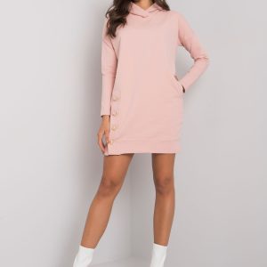 Wholesale Dirty pink sweatshirt dress with hood Preston RUE PARIS