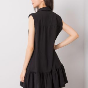 Wholesale Black dress with ruffle Odelia RUE PARIS