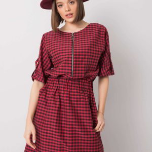 Wholesale Aurelie RUE PARIS red and black checkered dress