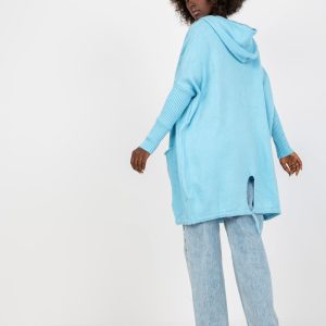 Wholesale Light blue women's cardigan with pockets Patty RUE PARIS