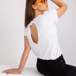 Wholesale White Basic Short Sleeve Blouse