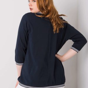 Wholesale Navy blue plus size blouse Pearl