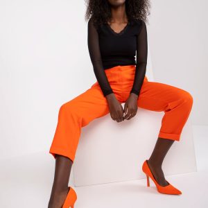 Wholesale Orange trousers with straight leg fabric RUE PARIS