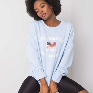 Wholesale Light blue sweatshirt with print Loretta RUE PARIS