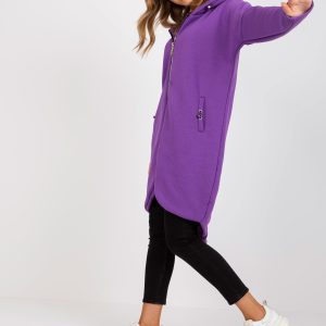 Wholesale Purple sweatshirt basic with zipper Tina RUE PARIS