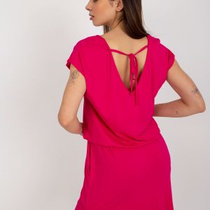 Wholesale Fuchsia casual dress with viscose RUE PARIS