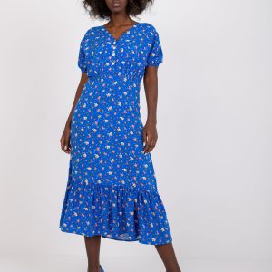 Wholesale Blue dress with viscose prints RUE PARIS