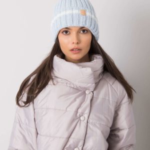 Wholesale Light blue hat with pompom