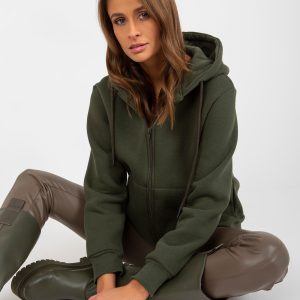 Wholesale Khaki sweatshirt basic with hood RUE PARIS