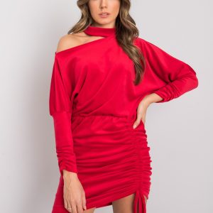 Wholesale Red velour dress with welt Almirante RUE PARIS