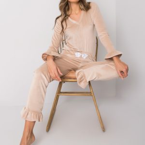 Wholesale Beige velour pajamas with trousers Camille RUE PARIS