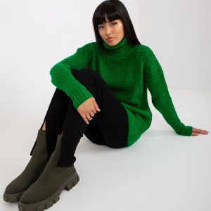 Wholesale Green loose turtleneck sweater Neva RUE PARIS