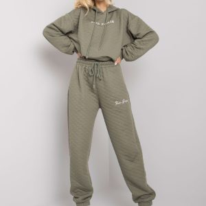 Wholesale Clear khaki sweatpants with quilting Naomi RUE PARIS