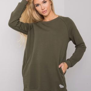 Wholesale Khaki cotton sweatshirt with pockets Candri RUE PARIS