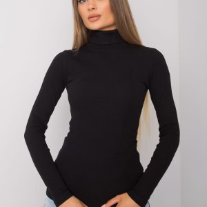 Wholesale Elisee RUE PARIS black ribbed turtleneck blouse