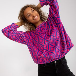 Wholesale Pink and blue velour sweatshirt with print RUE PARIS