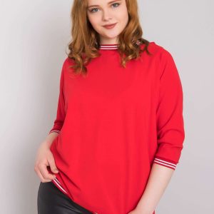 Wholesale Red Plus Size Pearl Cotton Blouse