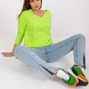 Wholesale Fluo green blouse basic Oliwia