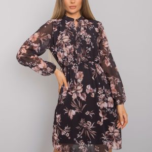 Wholesale Black and brown dress with prints Sunbury RUE PARIS