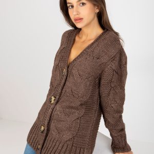 Wholesale Brown cardigan with braids Louissine RUE PARIS