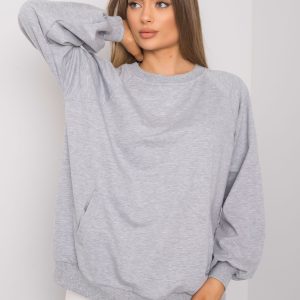 Wholesale Grey melange sweatshirt with pockets Gaelle RUE PARIS