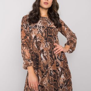 Wholesale Black and brown dress with print Loxley RUE PARIS