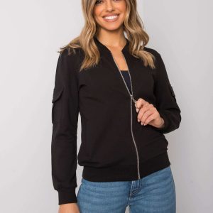 Wholesale Black bomber sweatshirt with pockets Berten RUE PARIS