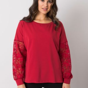 Wholesale Burgundy blouse with lace Shantelle RUE PARIS