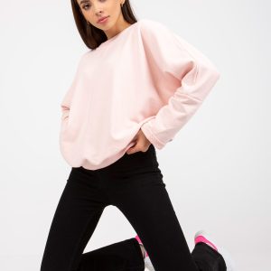 Wholesale Light pink women's basic sweatshirt without hood RUE PARIS