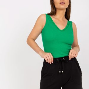 Wholesale Green fitted top basic in stripes RUE PARIS