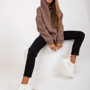 Wholesale Brown sweatshirt basic with hoodie