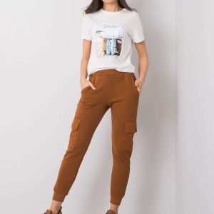 Wholesale Brown sweatpants with pockets Betsy RUE PARIS