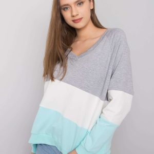 Wholesale Grey-mint sweatshirt Lotta RUE PARIS