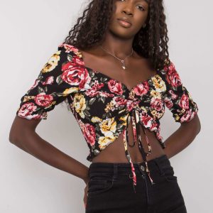 Wholesale Black blouse with flowers Laquinta RUE PARIS