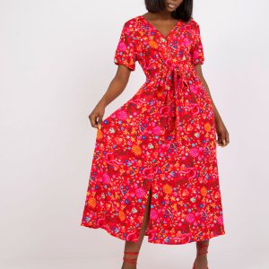 Wholesale Red long dress with flowers RUE PARIS