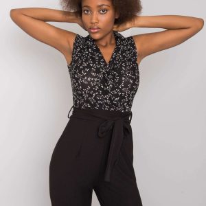 Wholesale Sheilah RUE PARIS black collar jumpsuit