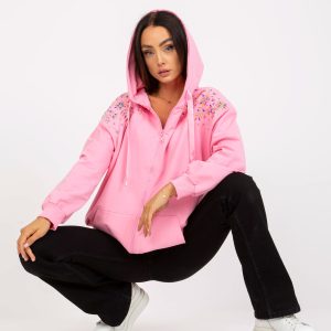 Wholesale Pink long sweatshirt with embroidery RUE PARIS