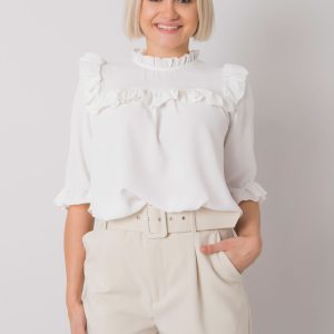 Wholesale White blouse with frills Limassol RUE PARIS