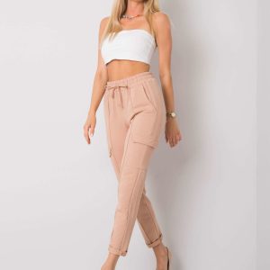 Wholesale Camel sweatpants with pockets Despina RUE PARIS