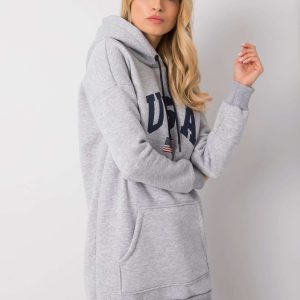 Wholesale Grey melange kangaroo sweatshirt Yetty RUE PARIS